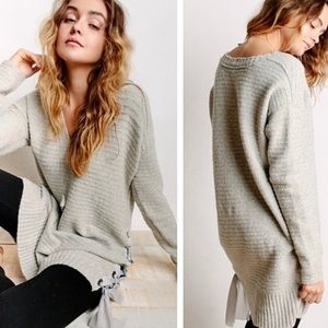 Free People Side Lace Up Gray Tunic
